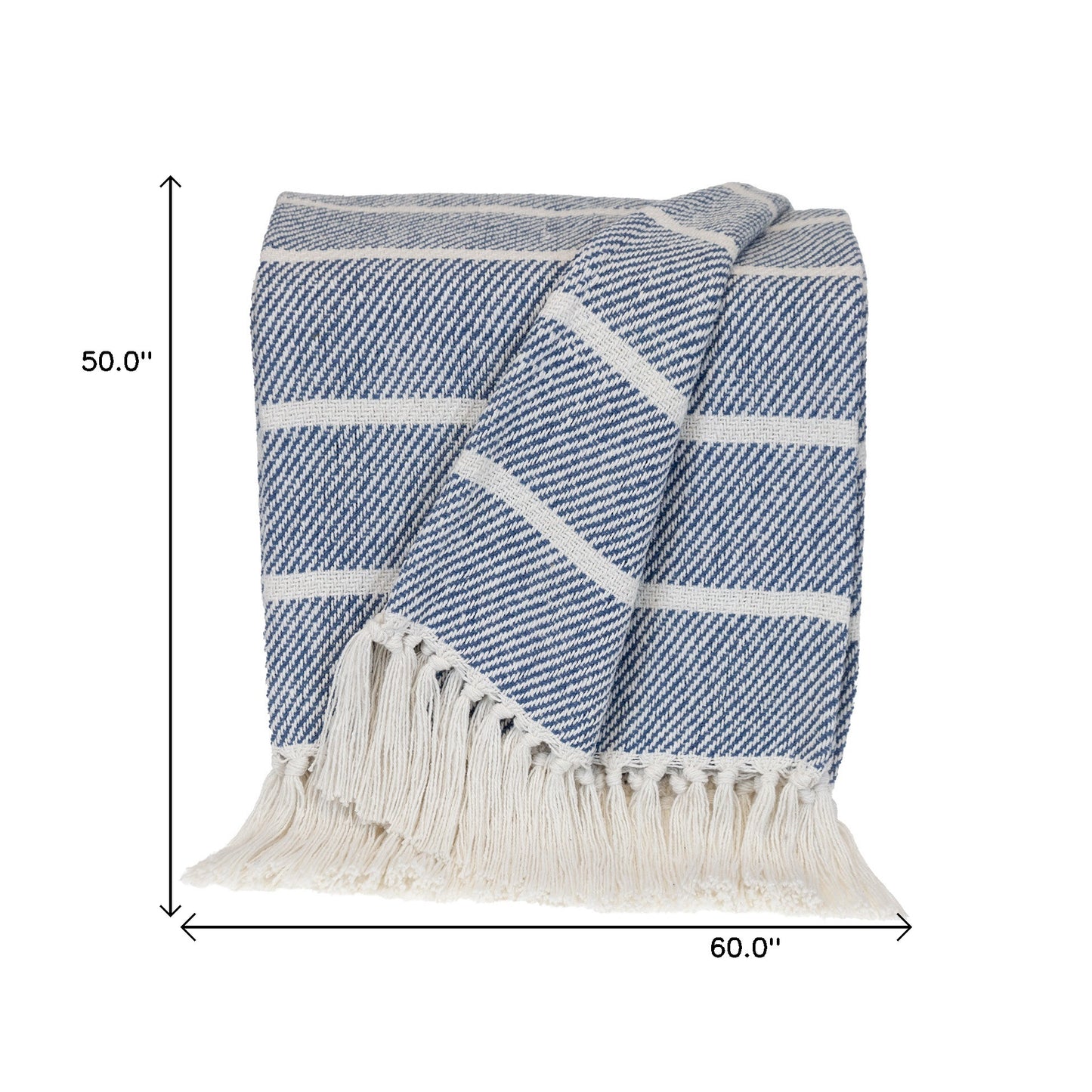 Blue Woven Cotton Striped Throw Blanket