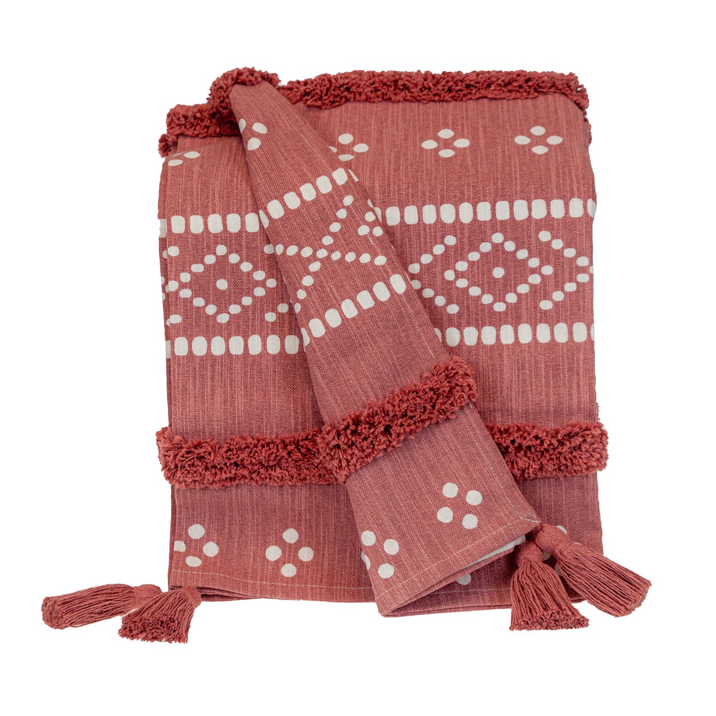 Pink Woven Cotton Striped Throw Blanket