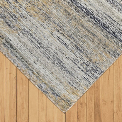 4' X 6' Blue Ivory and Gold Abstract Power Loom Area Rug
