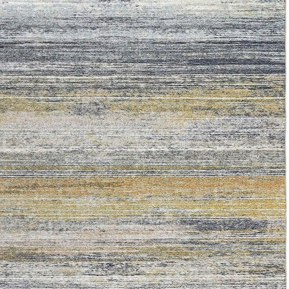 4' X 6' Blue Ivory and Gold Abstract Power Loom Area Rug