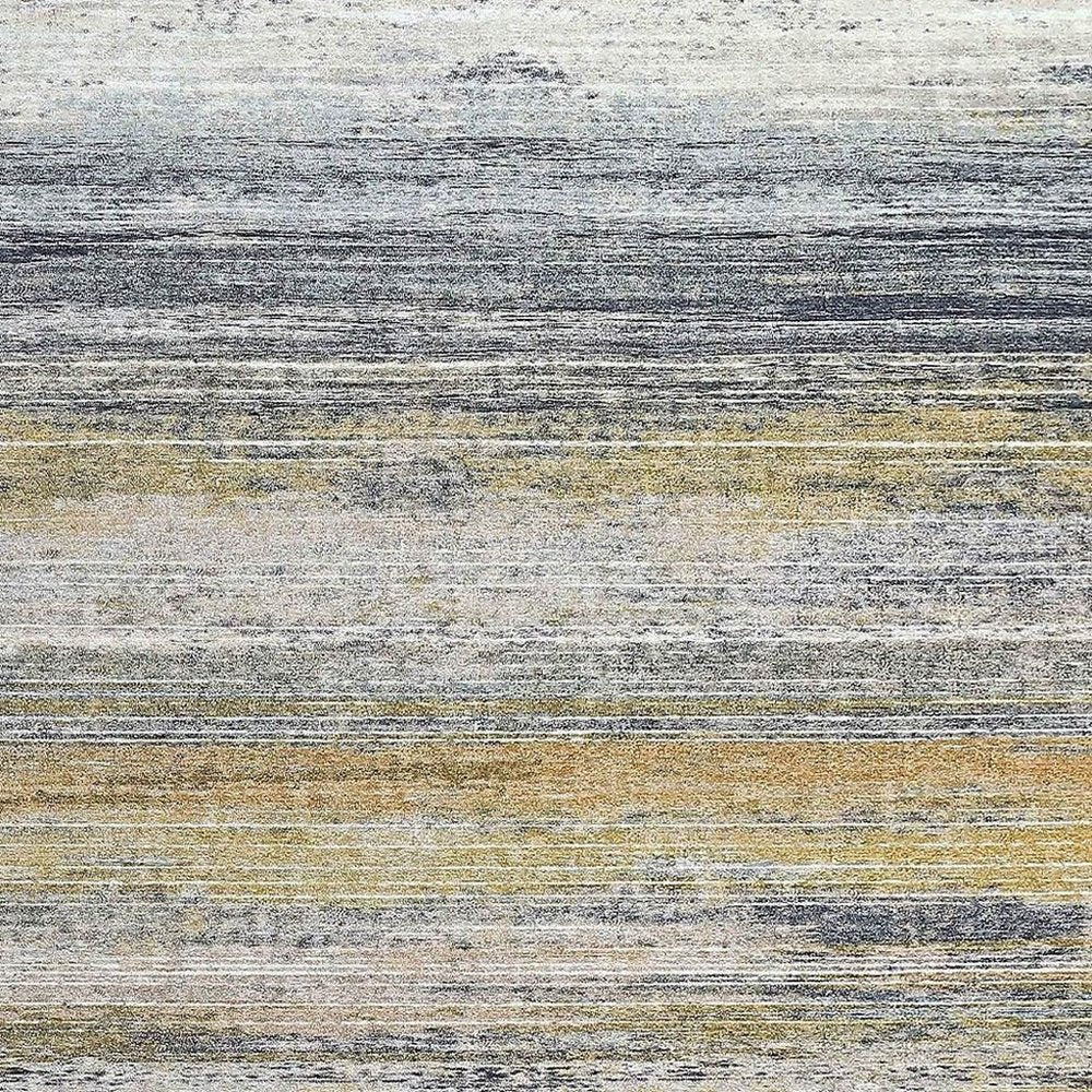 4' X 6' Blue Ivory and Gold Abstract Power Loom Area Rug