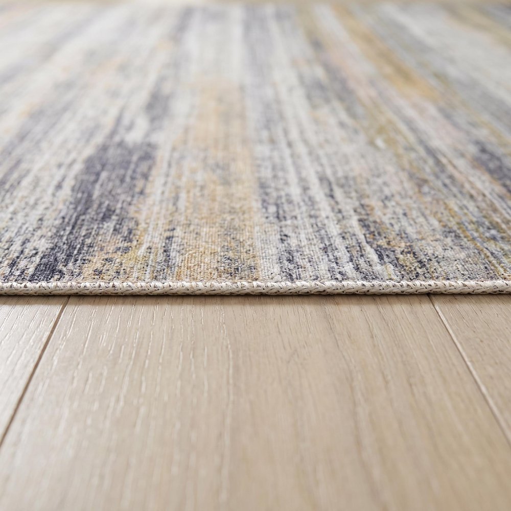 5' X 8' Gold Abstract Stain Resistant Area Rug
