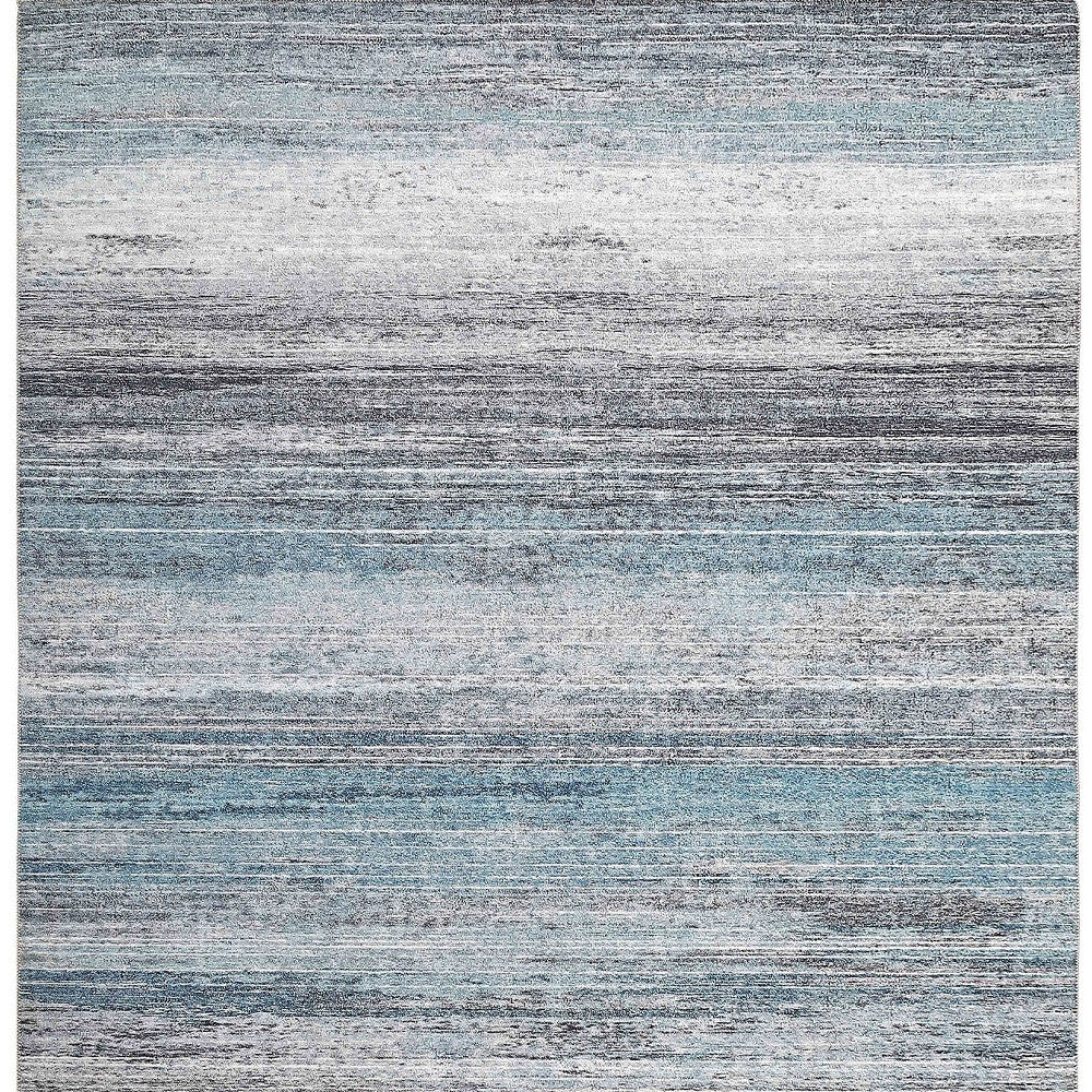 8' X 10' Turquoise and Gray Abstract Stain Resistant Area Rug