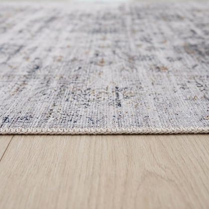 5' X 8' Beige Oriental Distressed Stain Resistant Area Rug