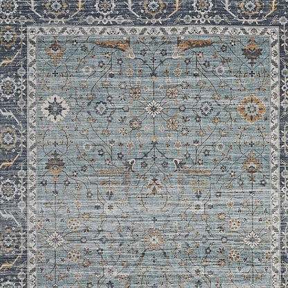 5' X 8' Sage Oriental Power Loom Stain Resistant Area Rug