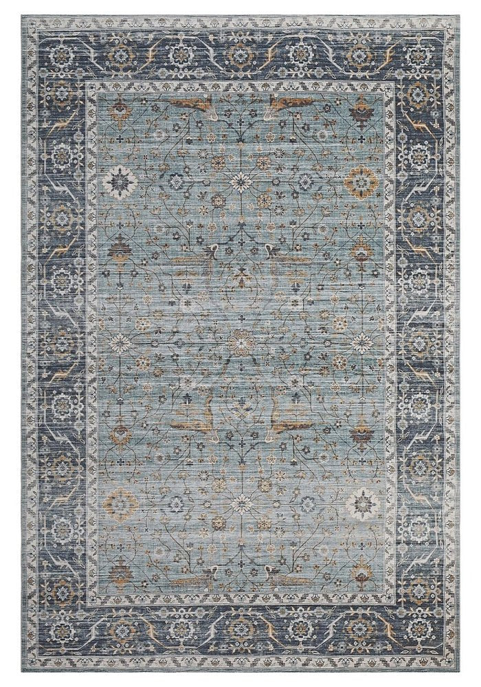 5' X 8' Sage Oriental Power Loom Stain Resistant Area Rug