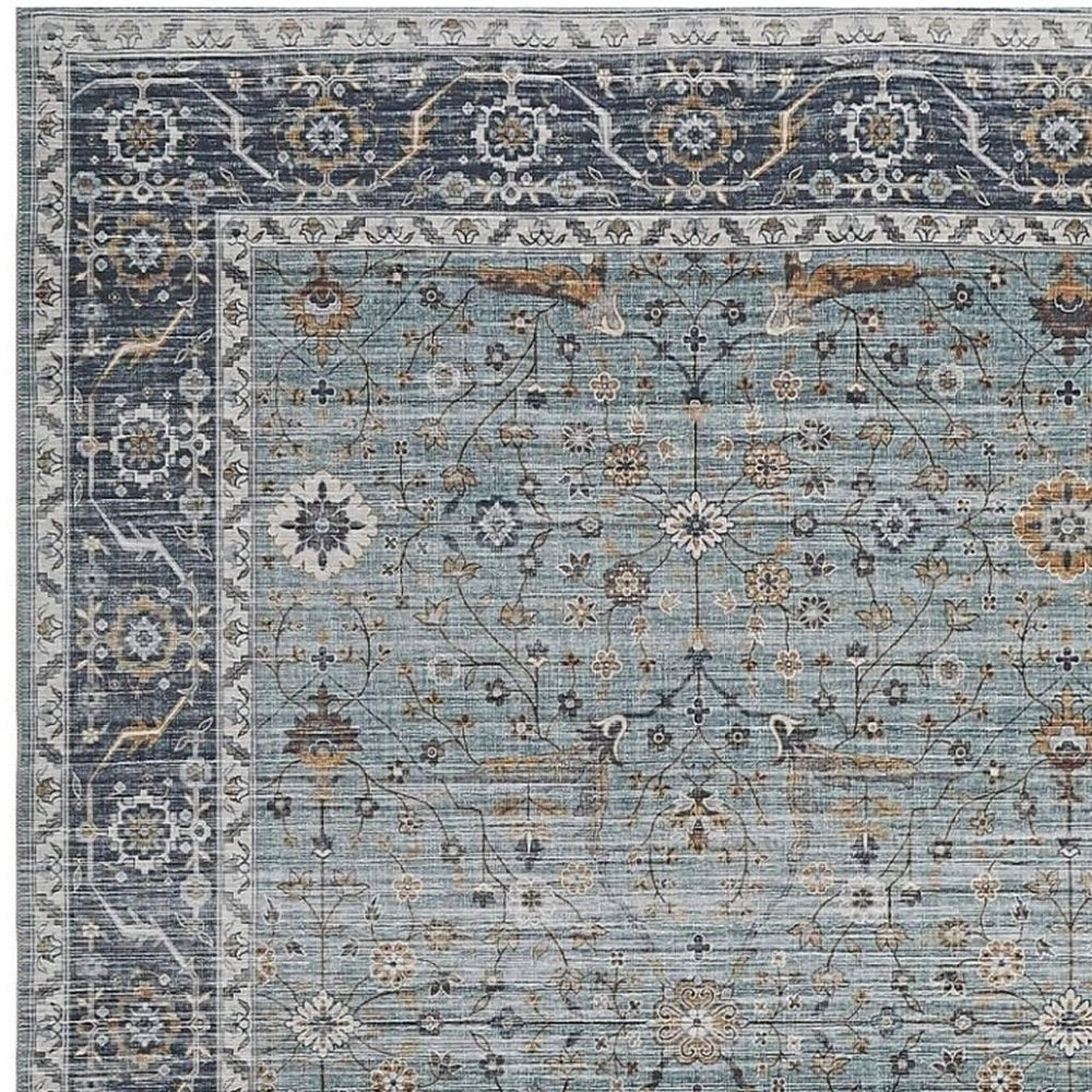 5' X 8' Sage Oriental Power Loom Stain Resistant Area Rug