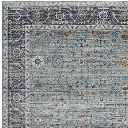 5' X 8' Sage Oriental Power Loom Stain Resistant Area Rug