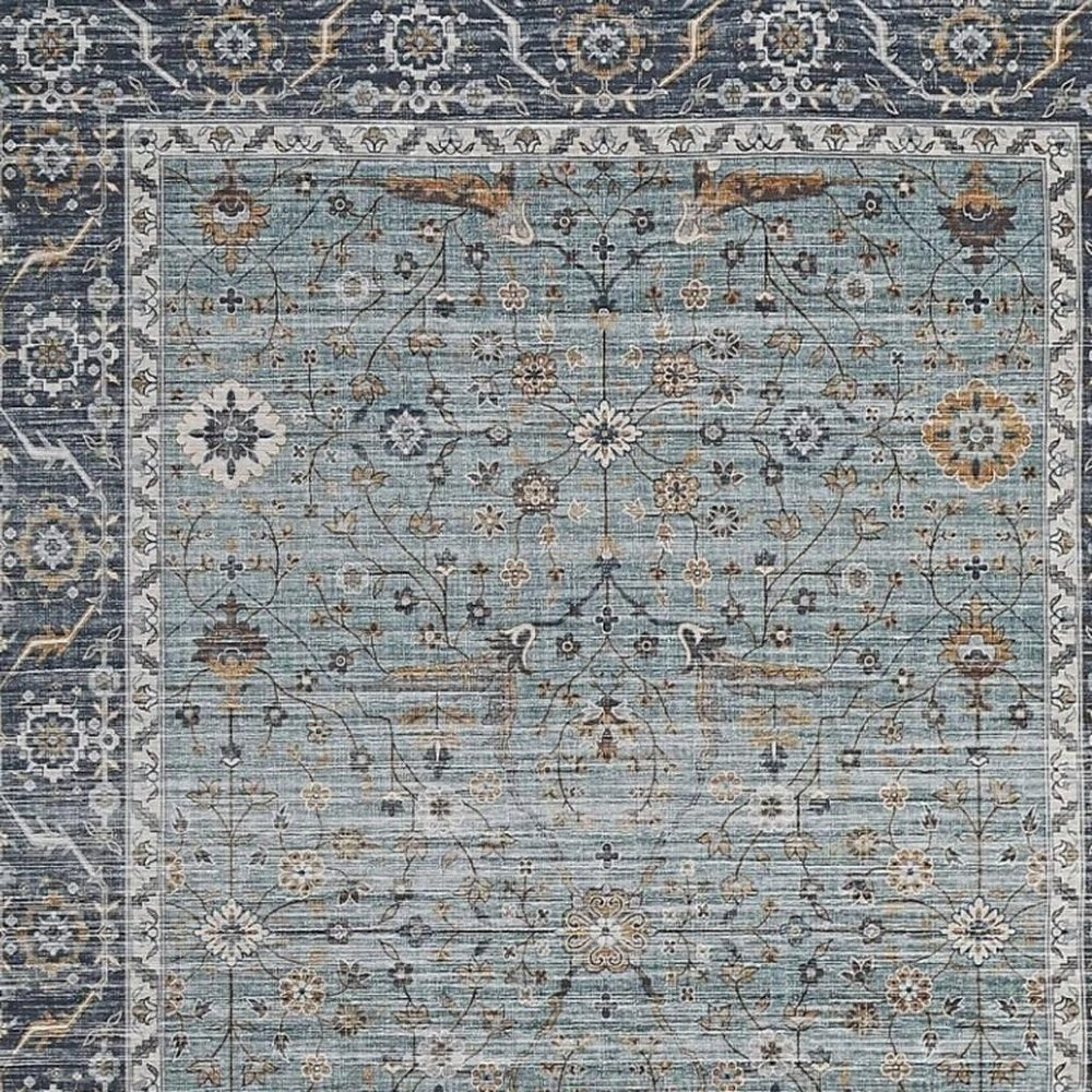 5' X 8' Sage Oriental Power Loom Stain Resistant Area Rug