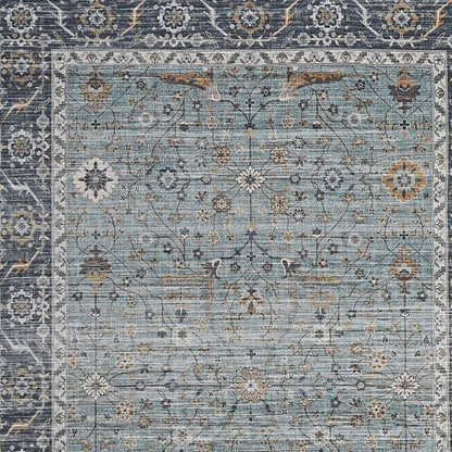 5' X 8' Sage Oriental Power Loom Stain Resistant Area Rug