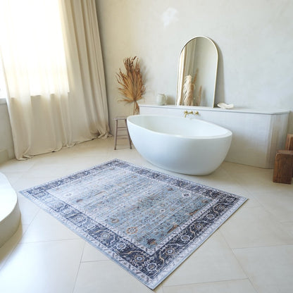 5' X 8' Sage Oriental Power Loom Stain Resistant Area Rug