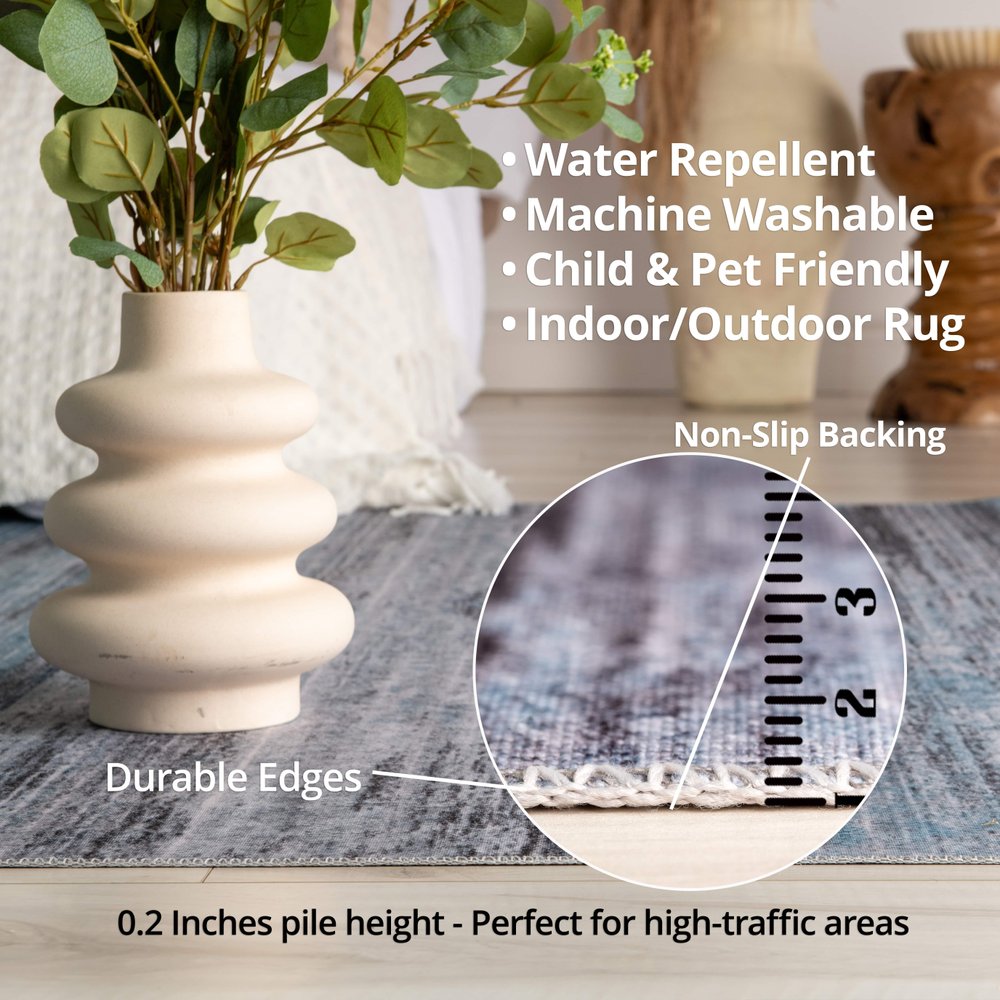 5' X 8' Sage Oriental Power Loom Stain Resistant Area Rug