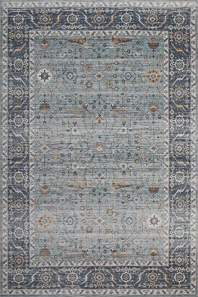 5' X 8' Sage Oriental Power Loom Stain Resistant Area Rug