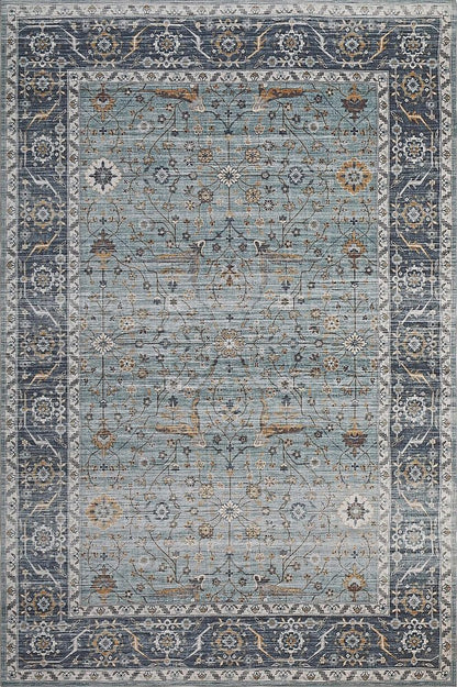 5' X 8' Sage Oriental Power Loom Stain Resistant Area Rug