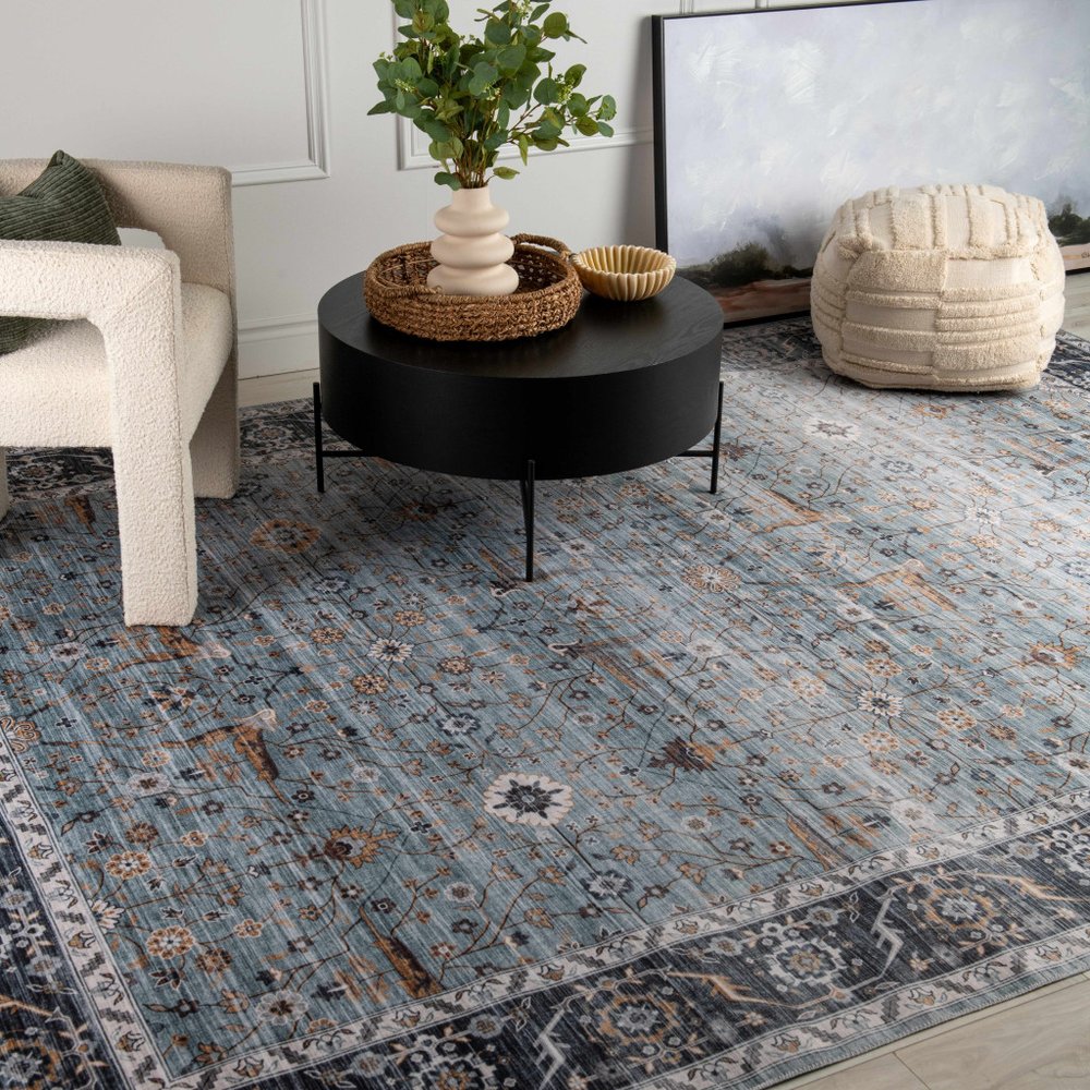 5' X 8' Sage Oriental Power Loom Stain Resistant Area Rug