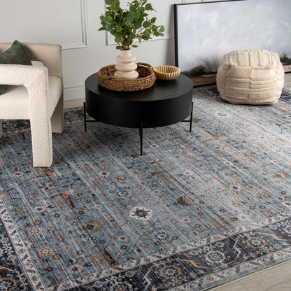 5' X 8' Sage Oriental Power Loom Stain Resistant Area Rug