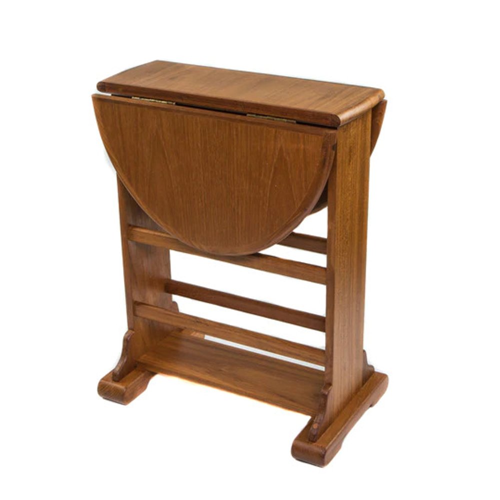 18-inch brown solid wood oval end table, compact and sturdy.