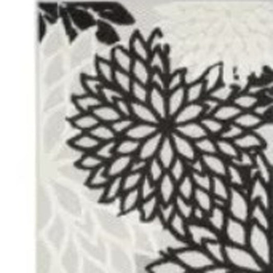 10' Black And White Indoor Outdoor Runner Rug
