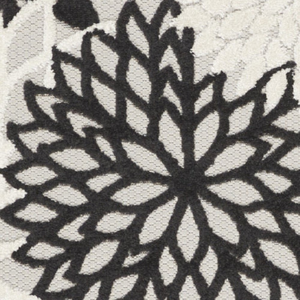 12' Black And White Indoor Outdoor Runner Rug