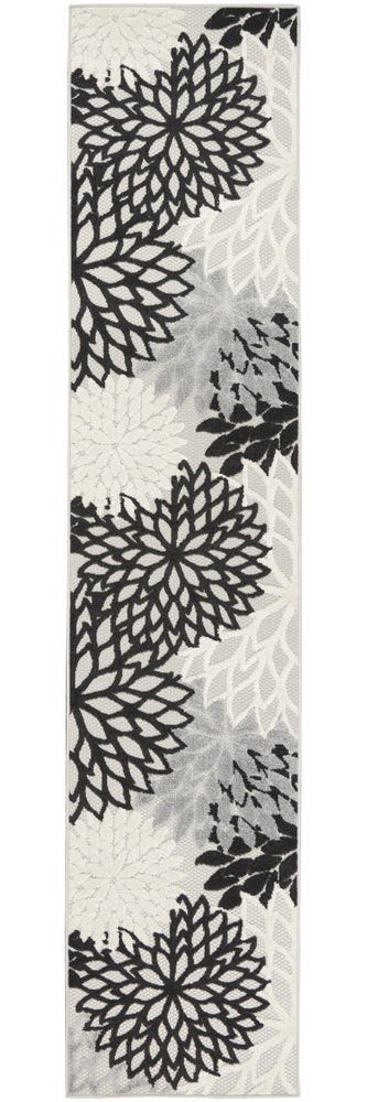 12' Black And White Indoor Outdoor Runner Rug