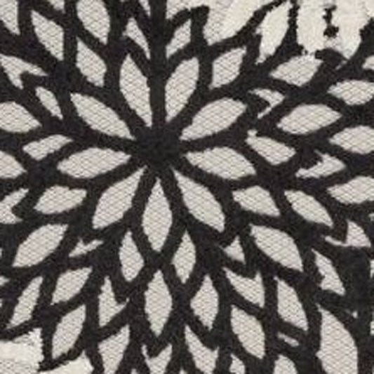 8' Black And White Indoor Outdoor Runner Rug