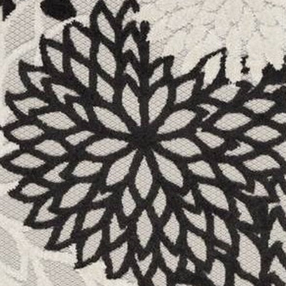 8' Black And White Indoor Outdoor Runner Rug