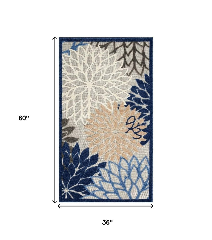 3' X 5' Blue Indoor Outdoor Area Rug
