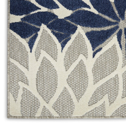 10' X 13' Ivory And Blue Indoor Outdoor Area Rug