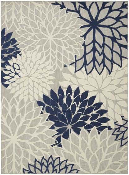 10' X 13' Ivory And Blue Indoor Outdoor Area Rug