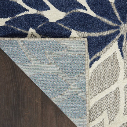 10' X 13' Ivory And Blue Indoor Outdoor Area Rug