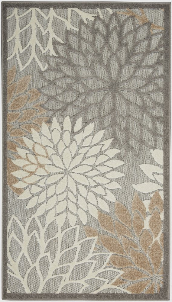 3' X 5' Gray And Ivory Indoor Outdoor Area Rug