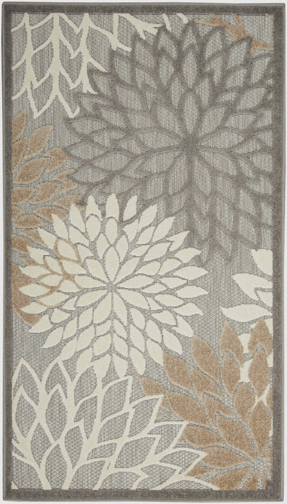 3' X 5' Gray And Ivory Indoor Outdoor Area Rug