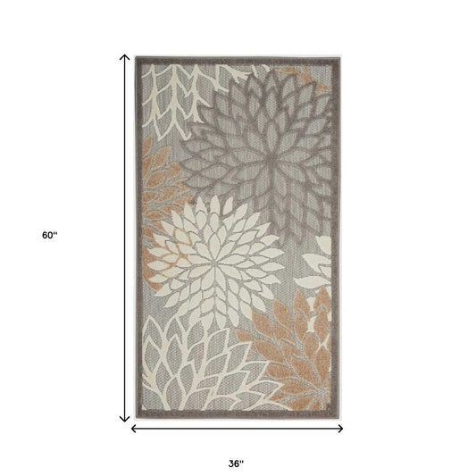 3' X 5' Gray And Ivory Indoor Outdoor Area Rug