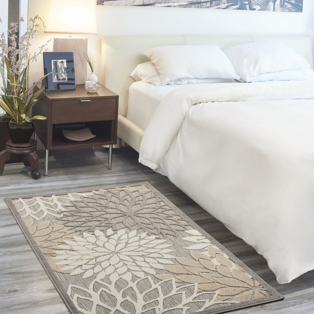 3' X 5' Gray And Ivory Indoor Outdoor Area Rug