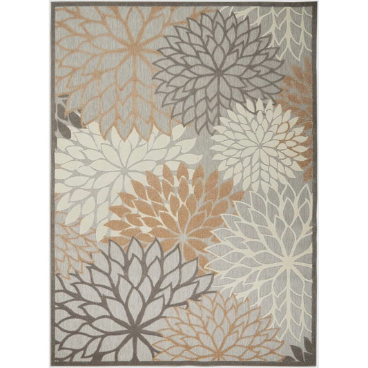 9' X 12' Natural Floral Non Skid Indoor Outdoor Area Rug