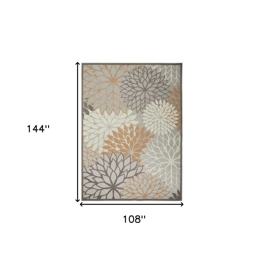 9' X 12' Gray And Ivory Indoor Outdoor Area Rug
