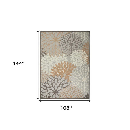 9' X 12' Gray And Ivory Indoor Outdoor Area Rug