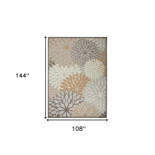 9' X 12' Gray And Ivory Indoor Outdoor Area Rug