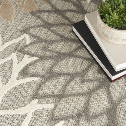 9' X 12' Gray And Ivory Indoor Outdoor Area Rug