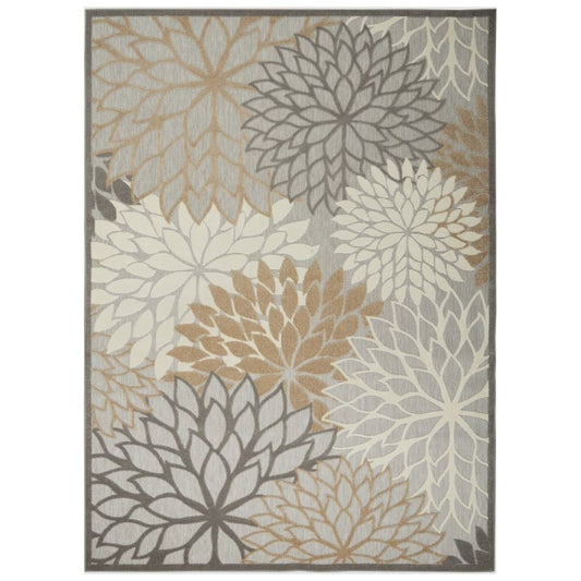 10' X 13' Natural Floral Non Skid Indoor Outdoor Area Rug