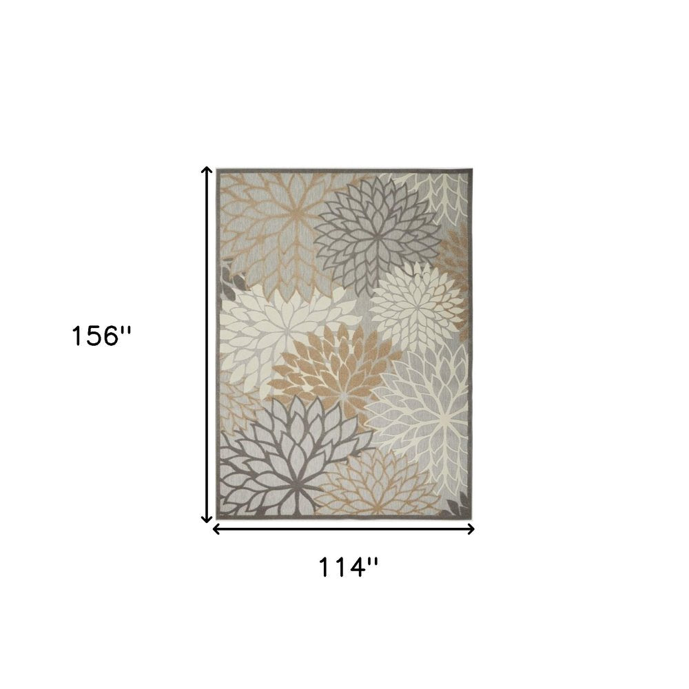 10' X 13' Gray And Ivory Indoor Outdoor Area Rug