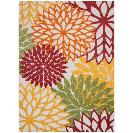 12' X 15' Red Floral Non Skid Indoor Outdoor Area Rug