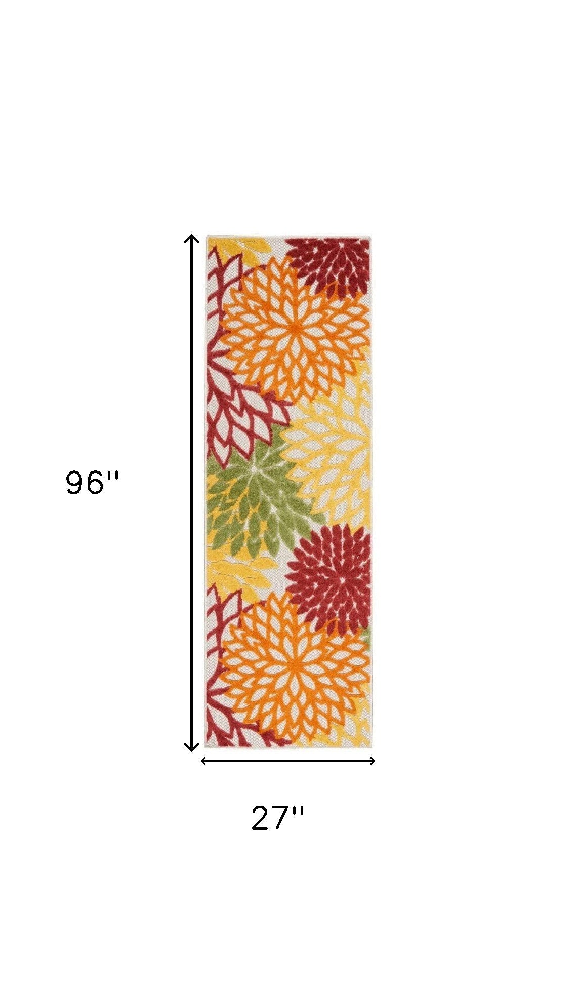 2' X 8' Red Floral Non Skid Indoor Outdoor Runner Rug