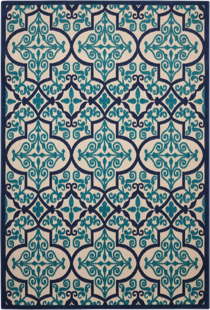 10' X 13' Blue And Ivory Indoor Outdoor Area Rug