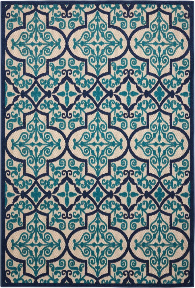 10' X 13' Blue And Ivory Indoor Outdoor Area Rug