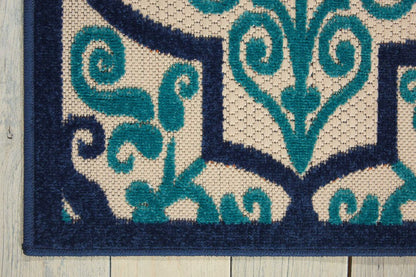 10' X 13' Blue And Ivory Indoor Outdoor Area Rug