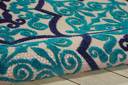 10' X 13' Blue And Ivory Indoor Outdoor Area Rug