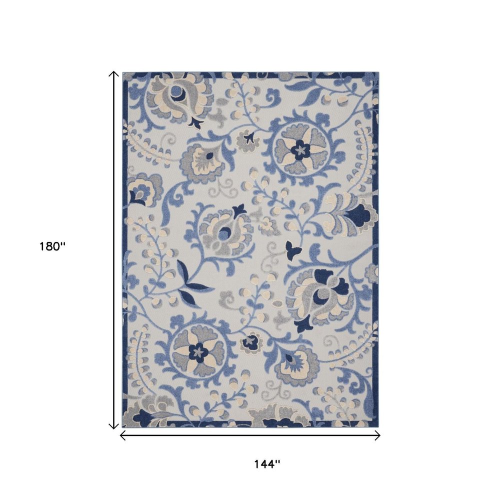 12' X 15' Blue And Gray Indoor Outdoor Area Rug