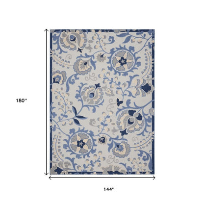 12' X 15' Blue And Gray Indoor Outdoor Area Rug