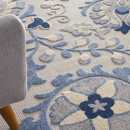 12' X 15' Blue And Gray Indoor Outdoor Area Rug